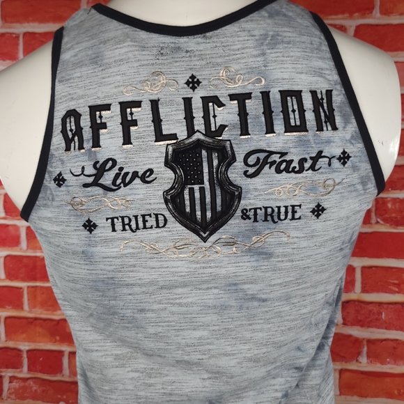 Affliction Men's Eagle Graphic Tank Top - Size: S / M / L - Gray / Black - NWT - Picture 5 of 6